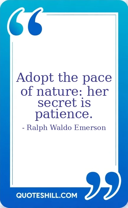 Adopt the pace of nature: her secret is patience.